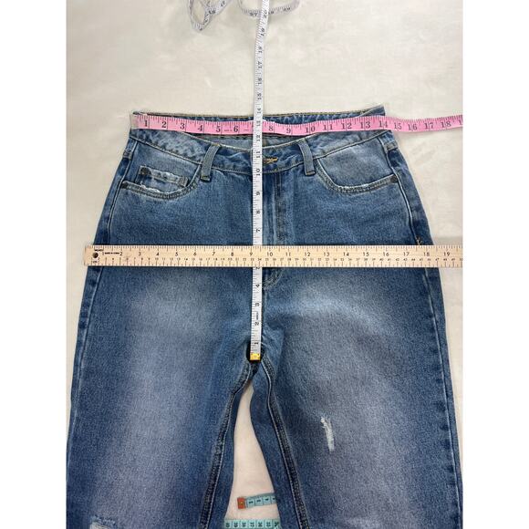 Avec Les Filles Jeans High Waisted Mom Distressed Raw Split Hem 28 Punk Edgy 90s - Picture 7 of 8